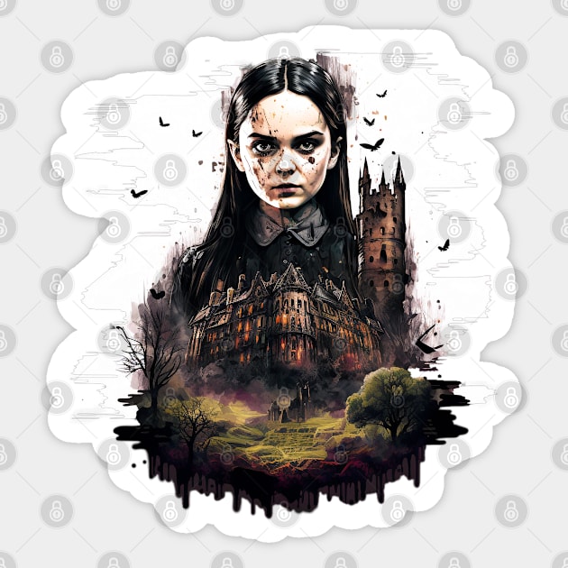 ADDAMS Family, Wednesday-inspired design, Sticker by Buff Geeks Art